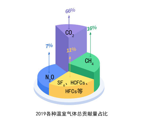 2019各种温室气体总贡献量占比